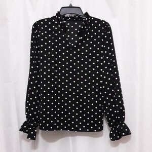 Elegant Black and White Polka Dot Blouse